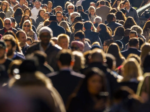 Crowd of people walking in the street